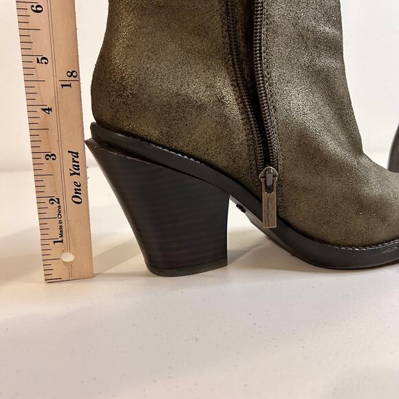 Kenneth Cole Women's High Idol Metallic Leather Green Zip Up Ankle Boots - Picture 13 of 15